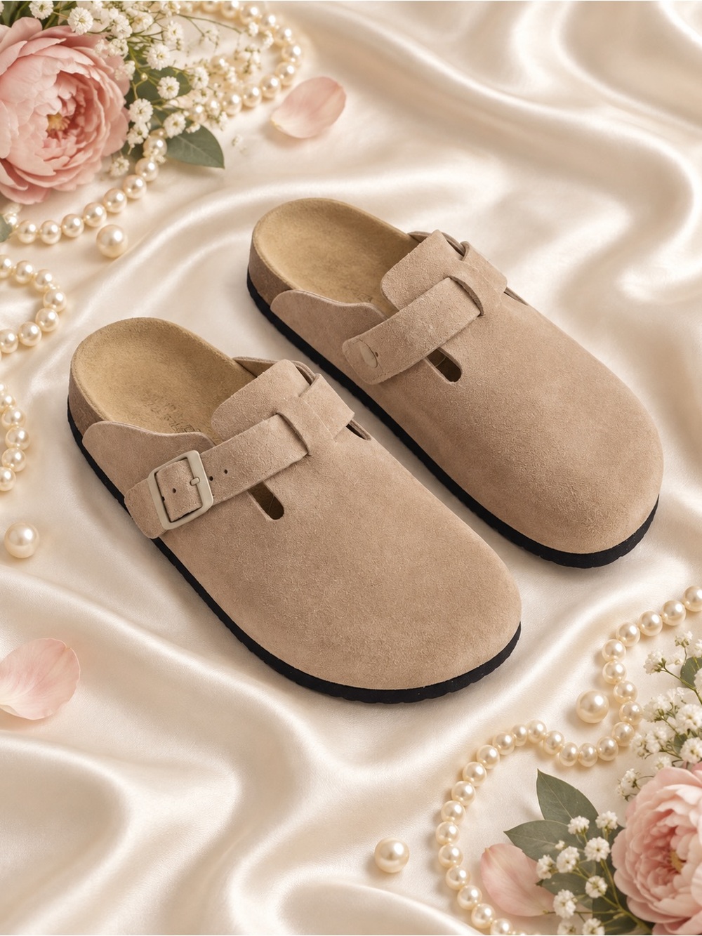 NIB Quince Women's Water Repellent Suede Clog Mule in Dune Color Size 6
